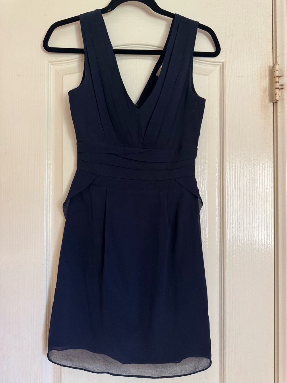Forever 21 Navy Deep V Pleated Waist Mini Dress